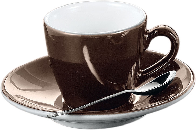 Espresso-Tasse, mit Untertasse, Inhalt: 0,10 ltr., braun,