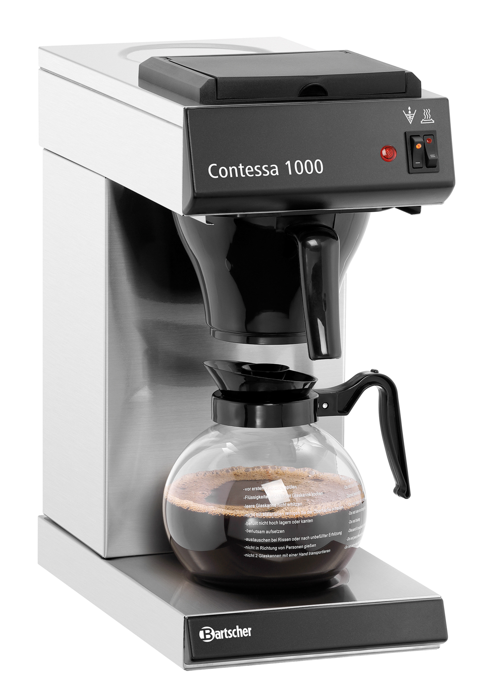 Bartscher Kaffeemaschine Contessa 1000 | Steuerung: Kippschalter | Maße: 21,5 x 38,5 x 460 cm. Gewicht: 6,5 kg