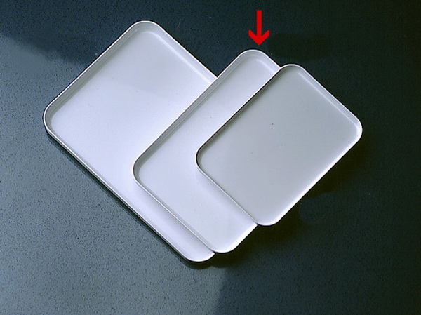Serviertablett BASIC weiß, Maße: 350 x 250 x 20 mm, stapelbar, aus SAN Kunststoff