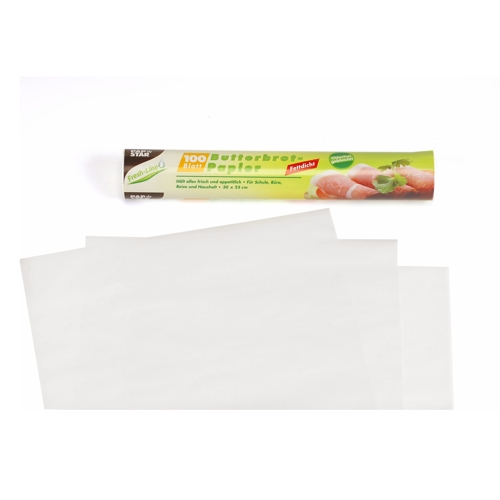 100 Blatt Butterbrotpapier 25 cm x 30 cm weiss von PAPSTAR