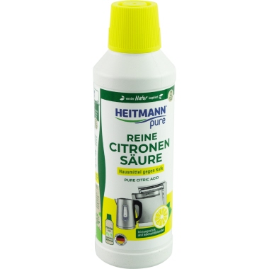 Heitmann Citronensäure pure flüssig biologisch abbaubar Flasche Kunststoff, 92 % recycelt 0,5l