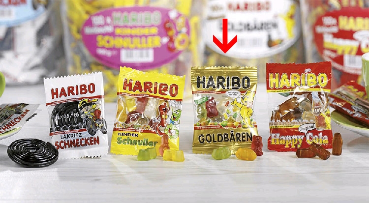 Haribo Goldbären Fruchtgummi, Inhalt: 100 Minibeutel à 10 g je Runddose.